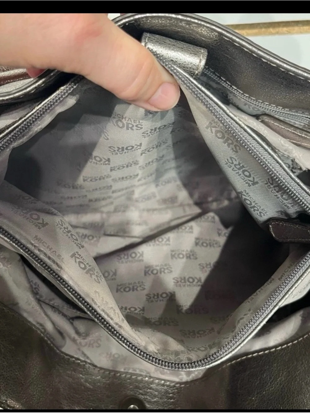 Michael Kors Metallic Gunmetal Shoulder Bag
